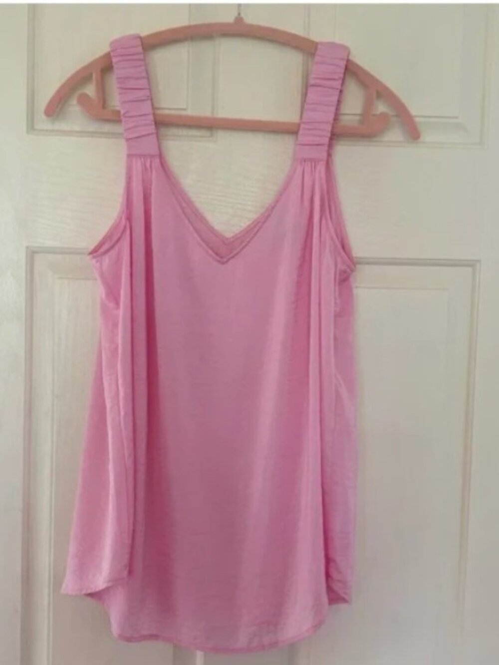CAbi Rotation Tank #5981 Lilac Pink Ruched Strap Top - Size M